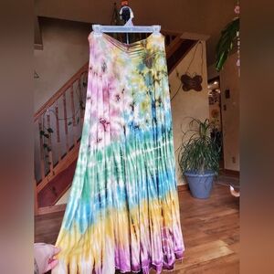 Multicolor gypsy rose Tie-Dye Maxi Skirt